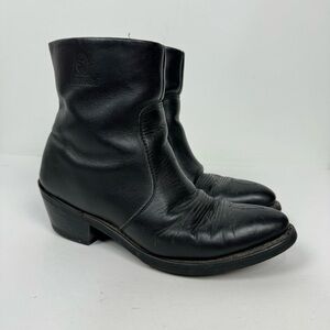 Durango Black Leather Round Toe Short Western Rodeo Boots Cowboy Y2k